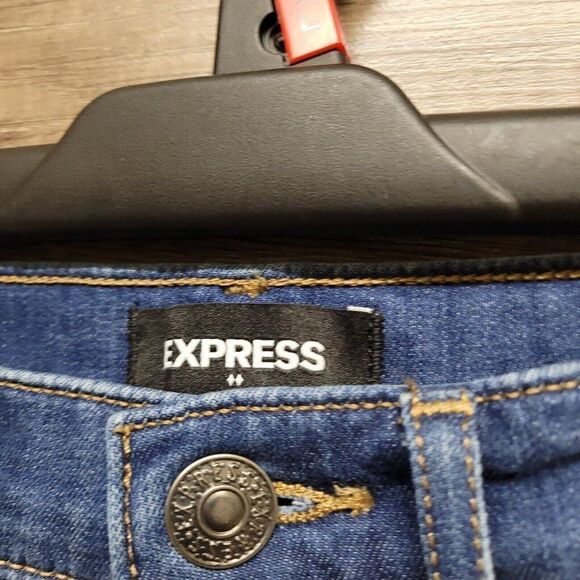 Express Straight Super High Rise Ankle Jeans Blue‎ Medium Wash Womens 2 - Picture 13 of 16